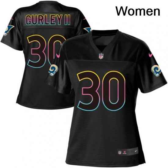 Womens Nike Los Angeles Rams 30 Todd Gurley Game Black Fashion NFL Jersey